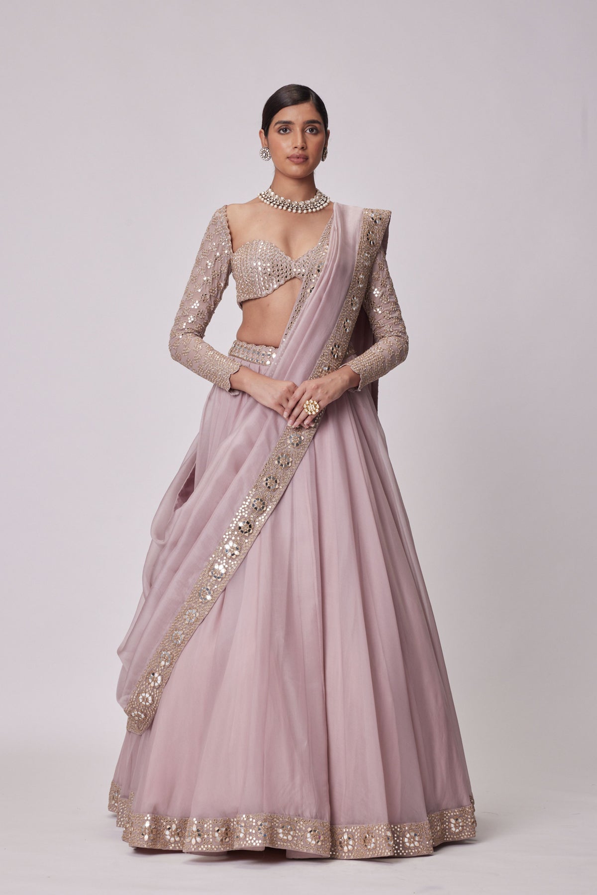 Ash Pink Lehenga Set