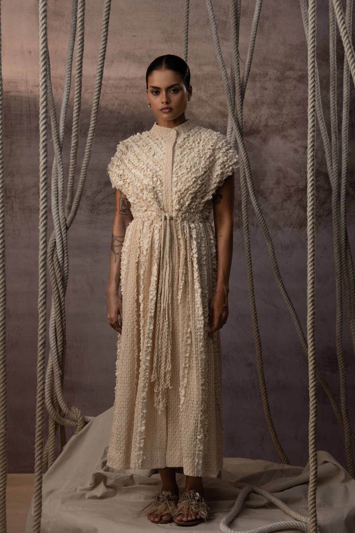 Ivory Ruched  Dress