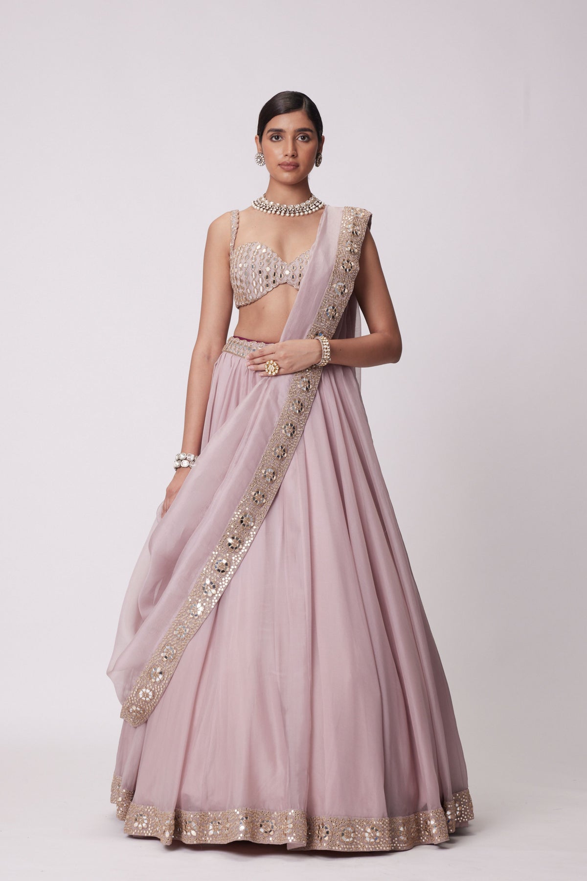 Ash Pink Lehenga Set