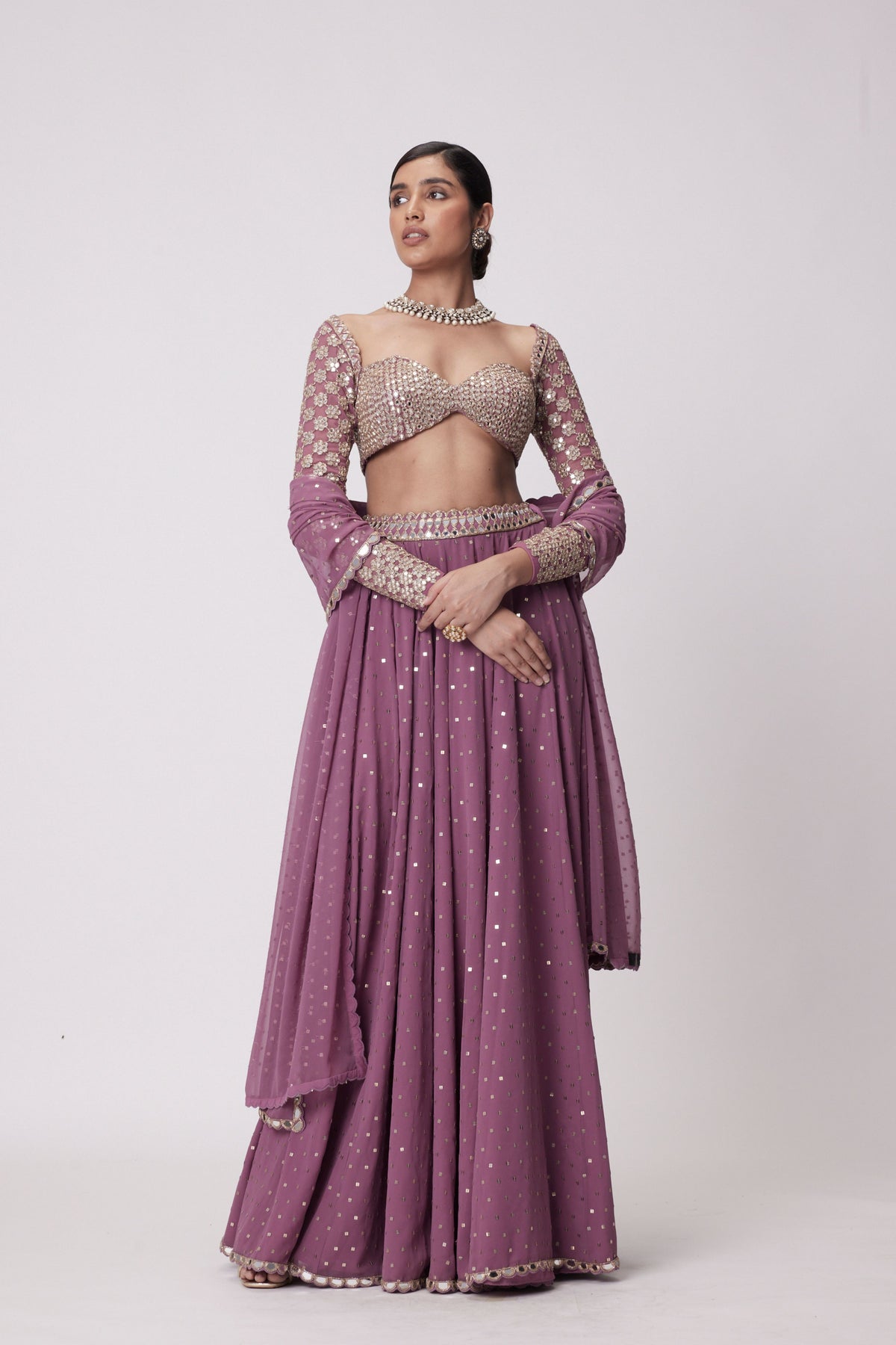 Mud Mauve Lehenga Pants Set