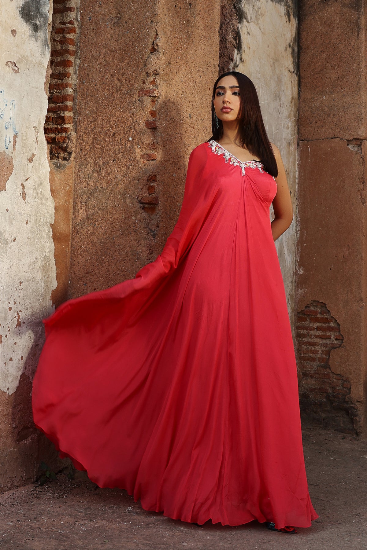Devanshi One Shoulder Kaftan