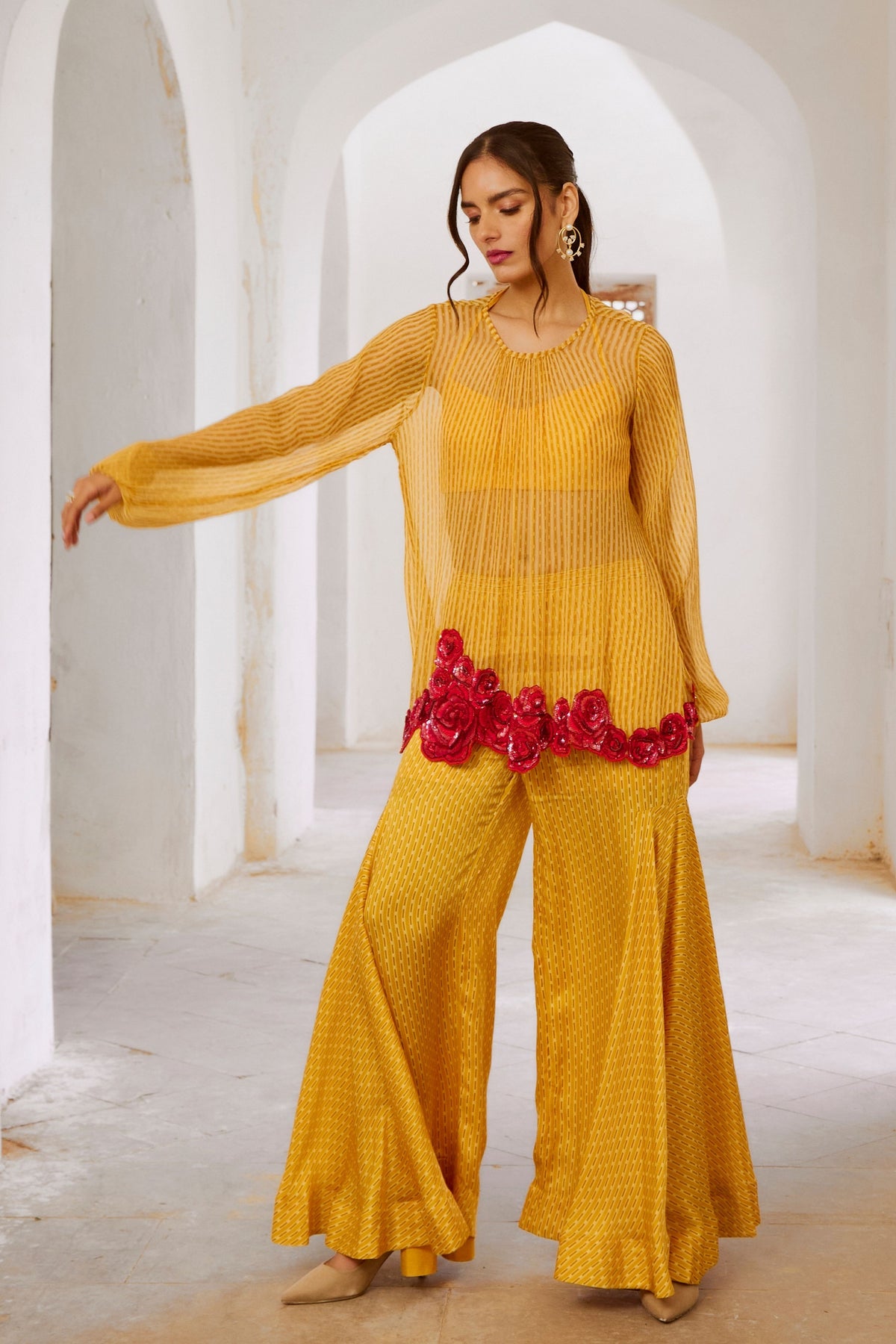 Marigold Yellow Gulaab Tunic Set