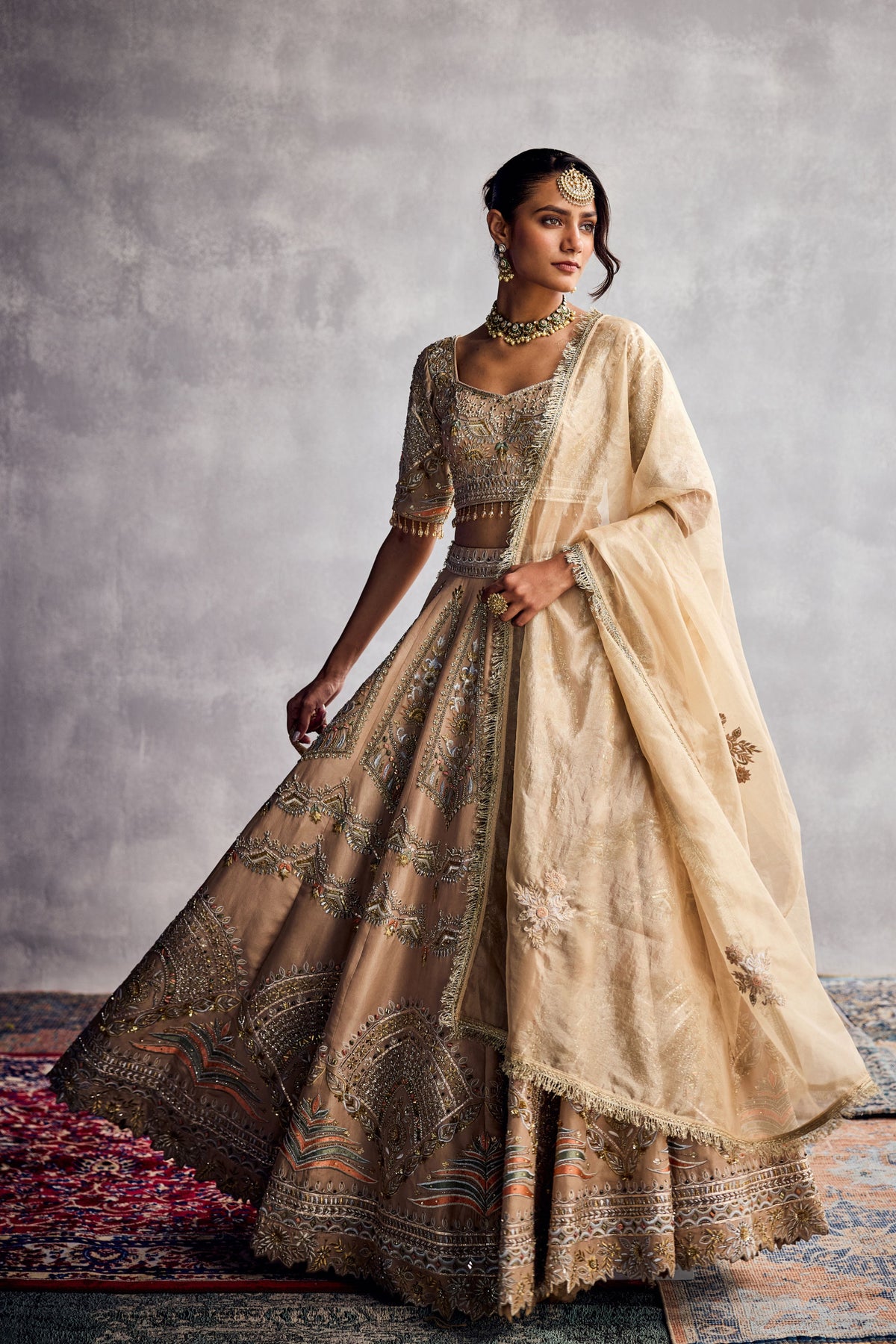 Beige Lehenga Set