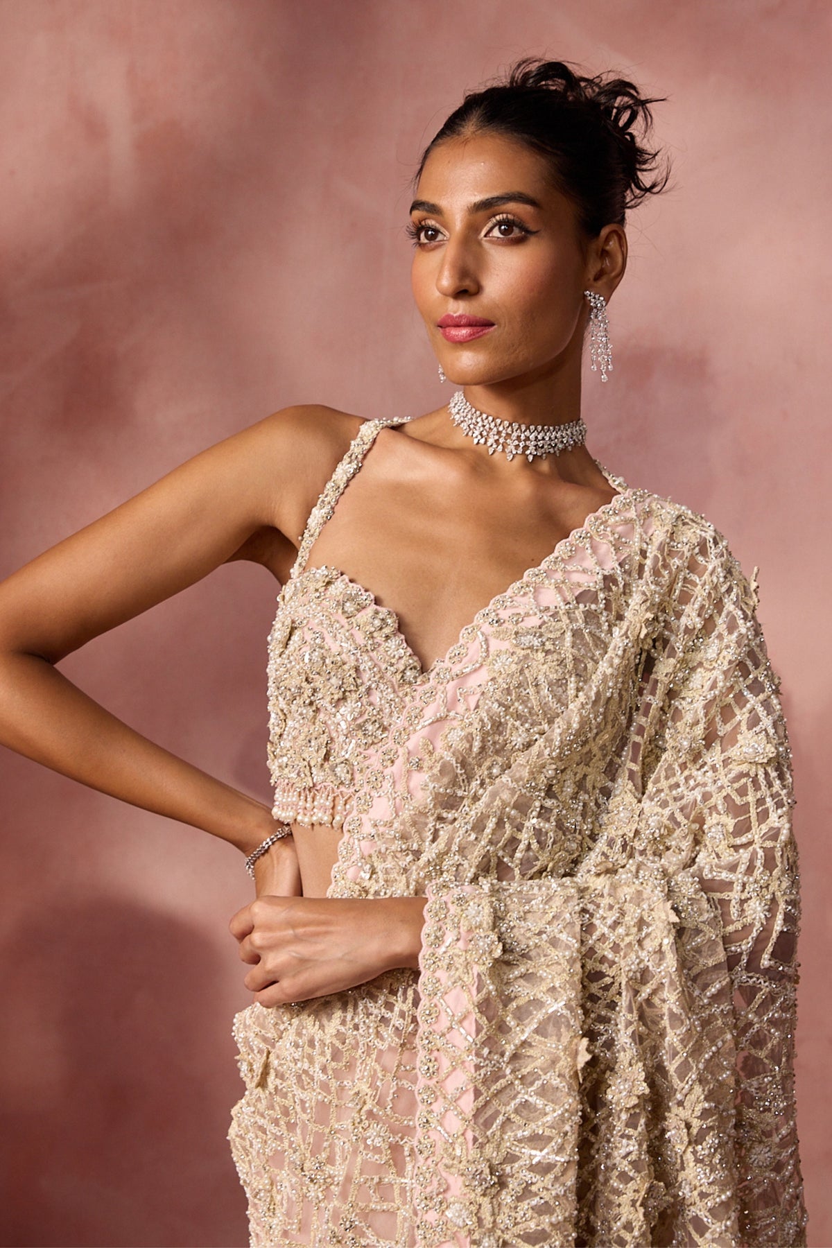 Blush Pink Saree Set