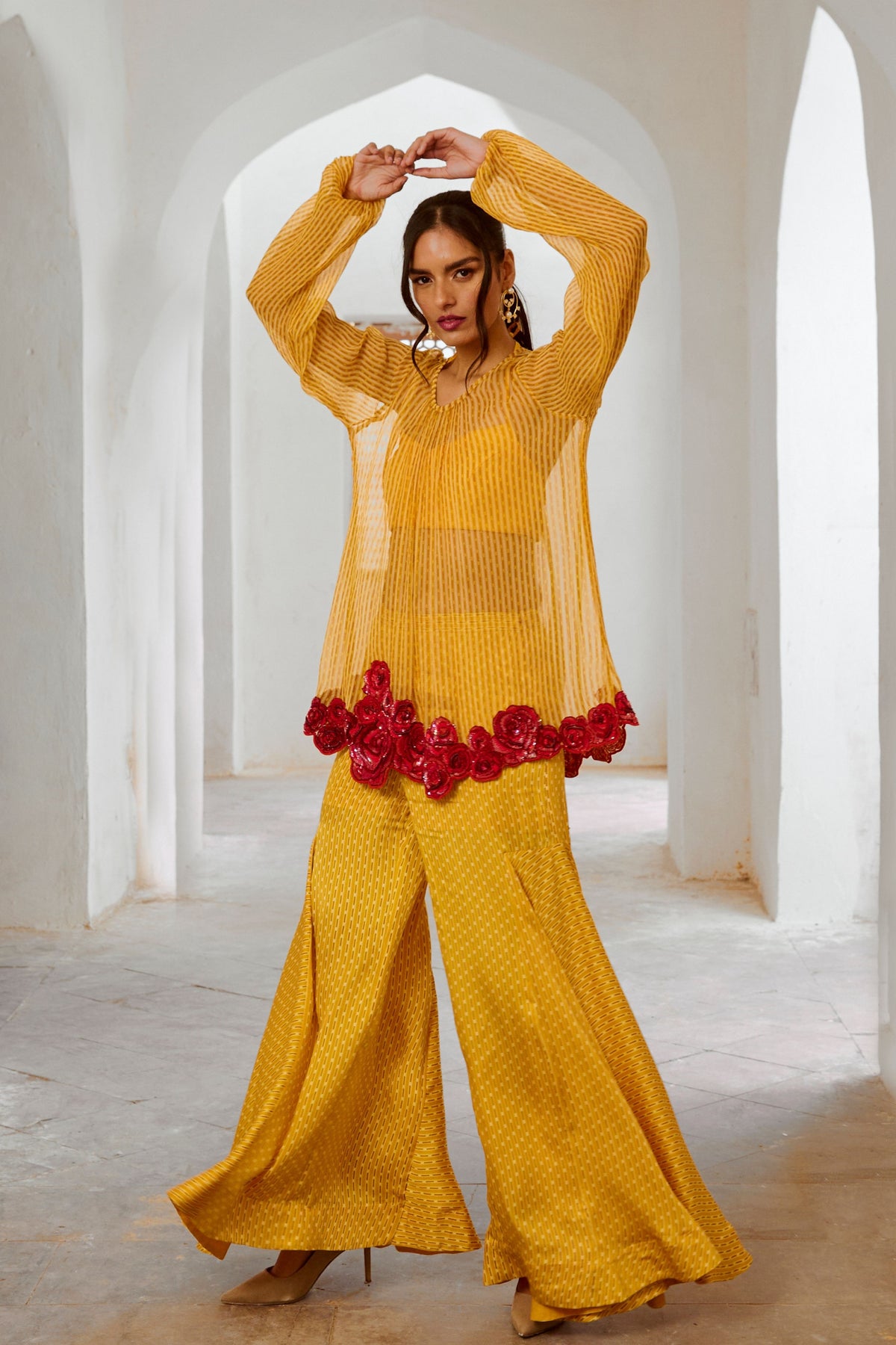 Marigold Yellow Gulaab Tunic Set