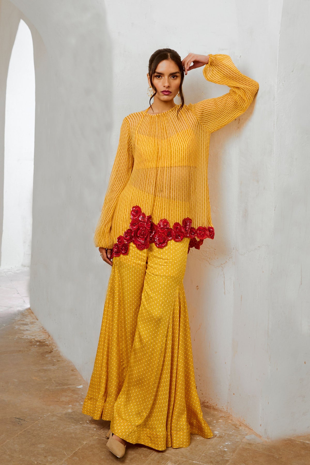 Marigold Yellow Gulaab Tunic Set