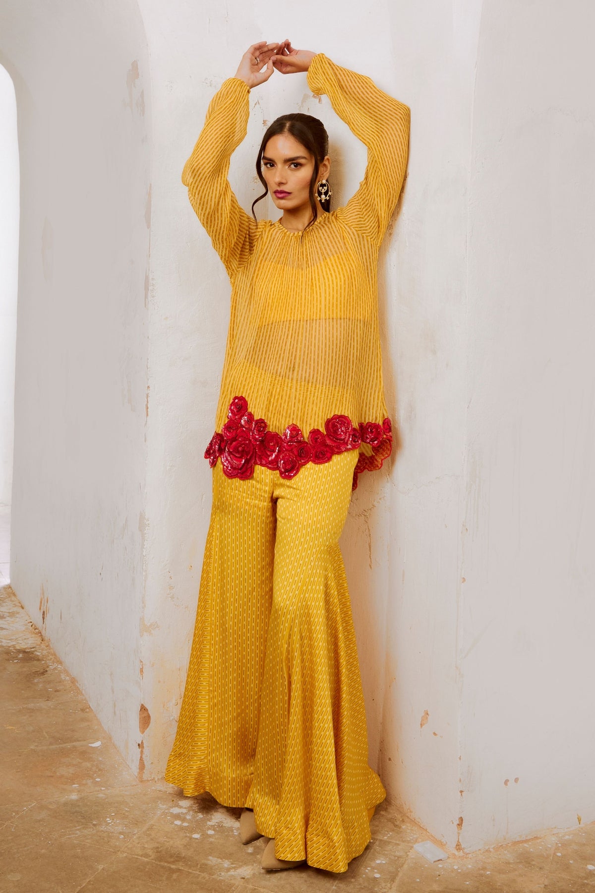 Marigold Yellow Gulaab Tunic Set