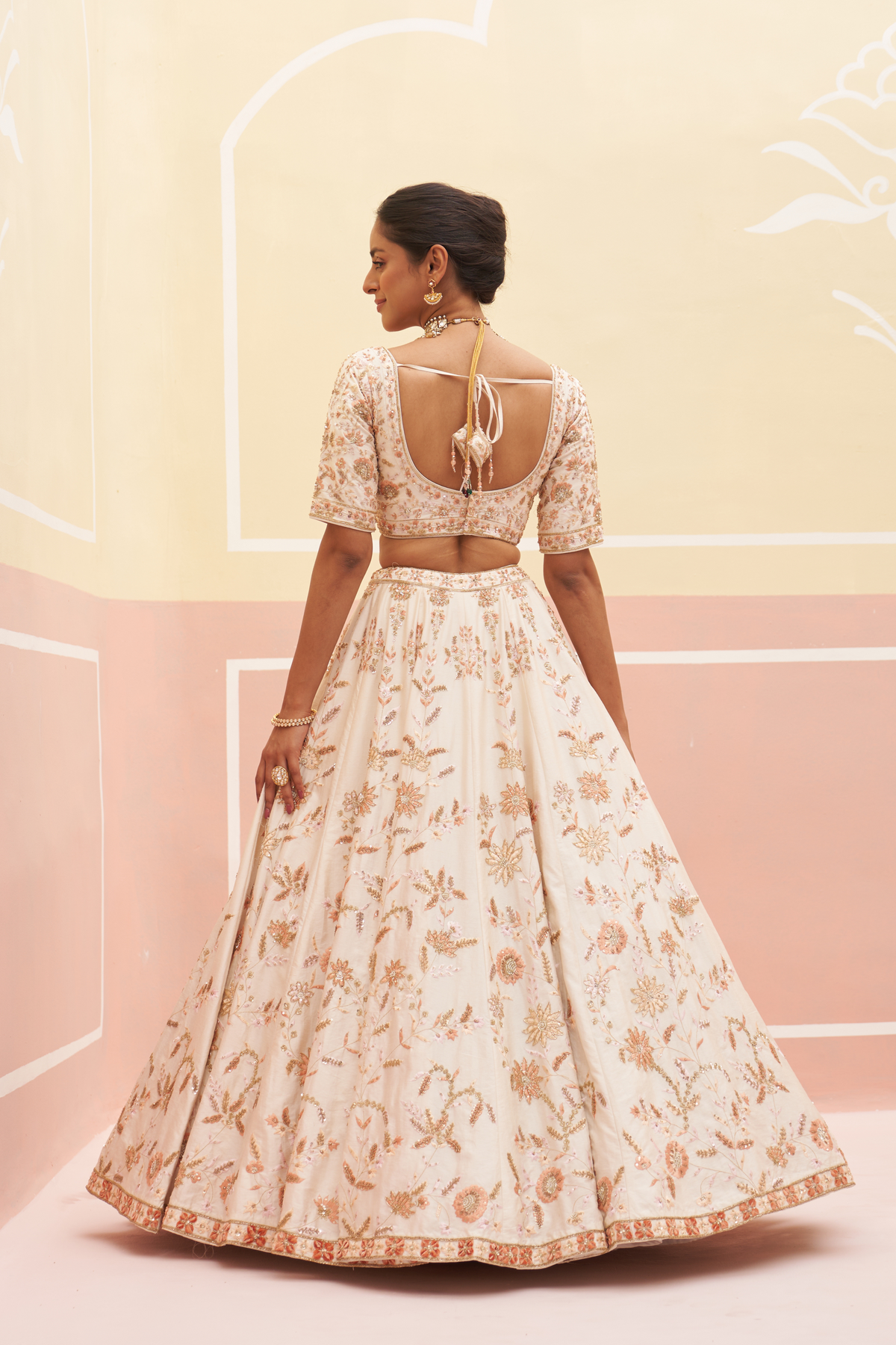 Ivory Silk Lehenga Set