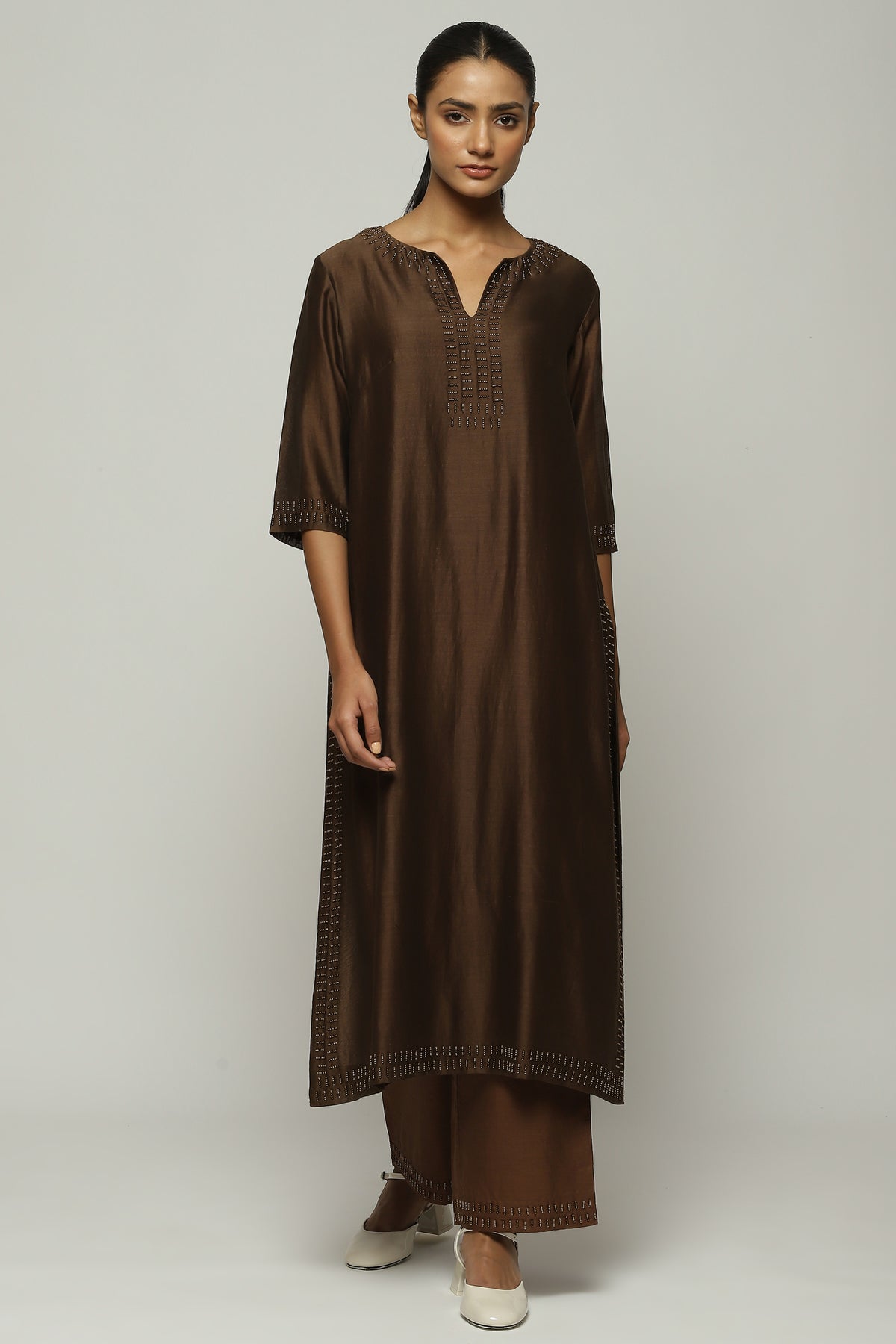 Beads Dash Chocolate Kurta