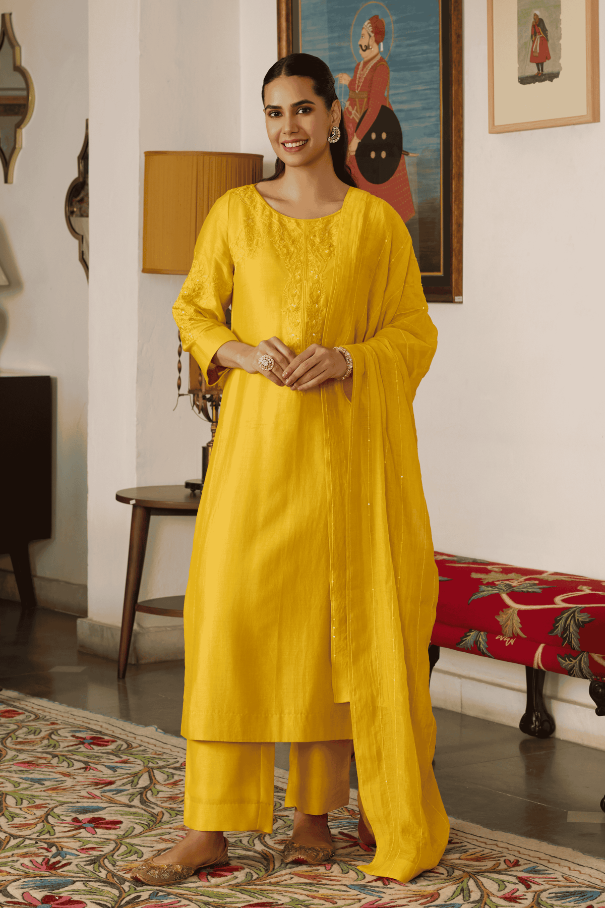 Yellow Silk Kurta Set