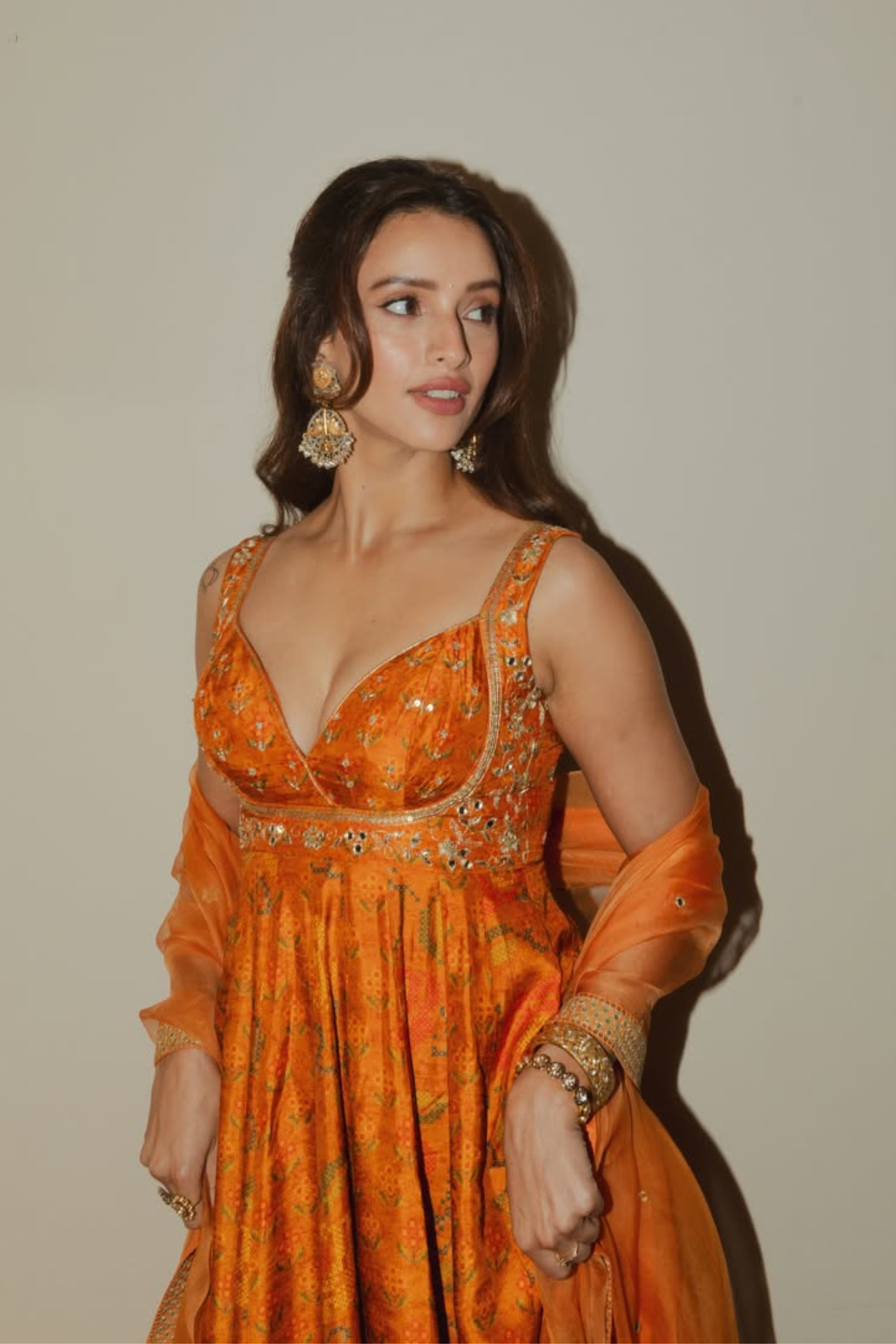 Burnt Orange Anarkali Set