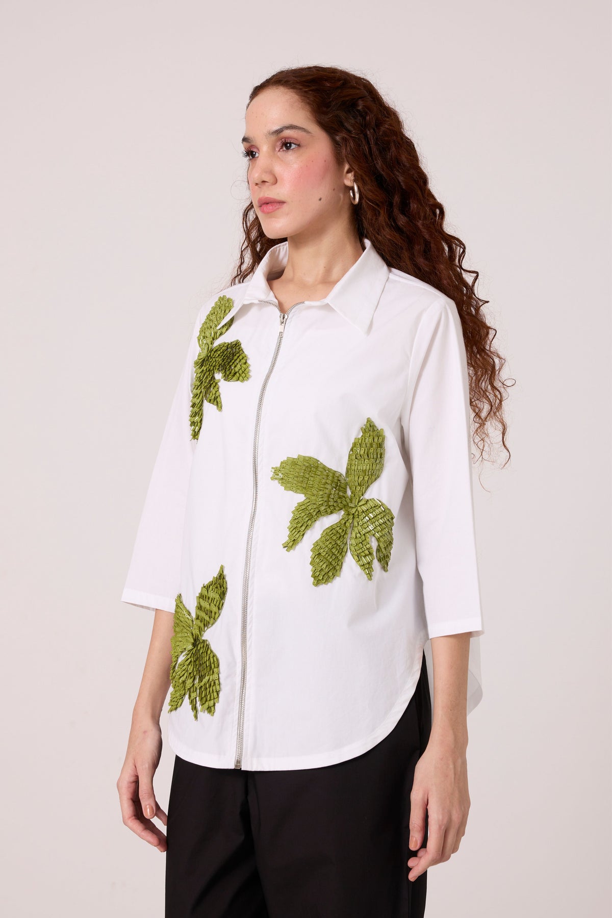 Agnes Applique Matcha Green Shirt