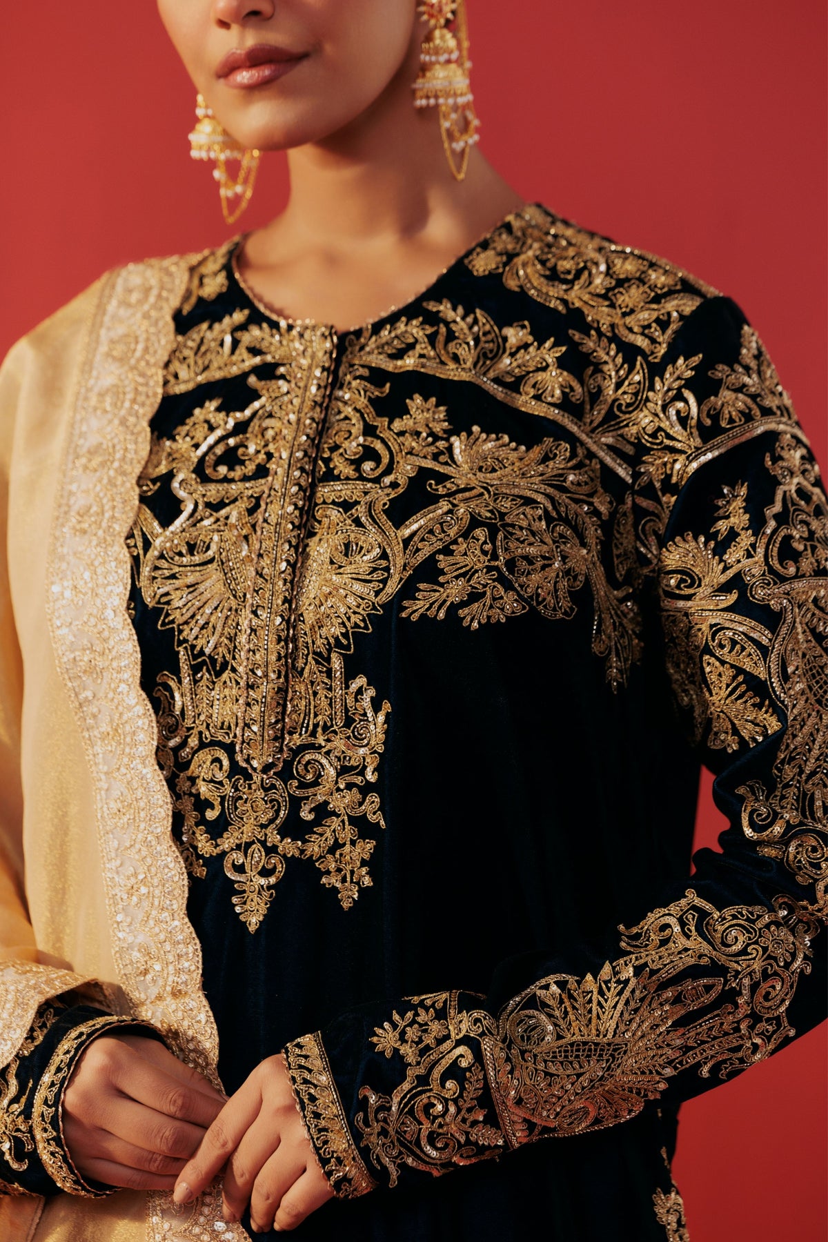 Blue Velvet Kurta Set