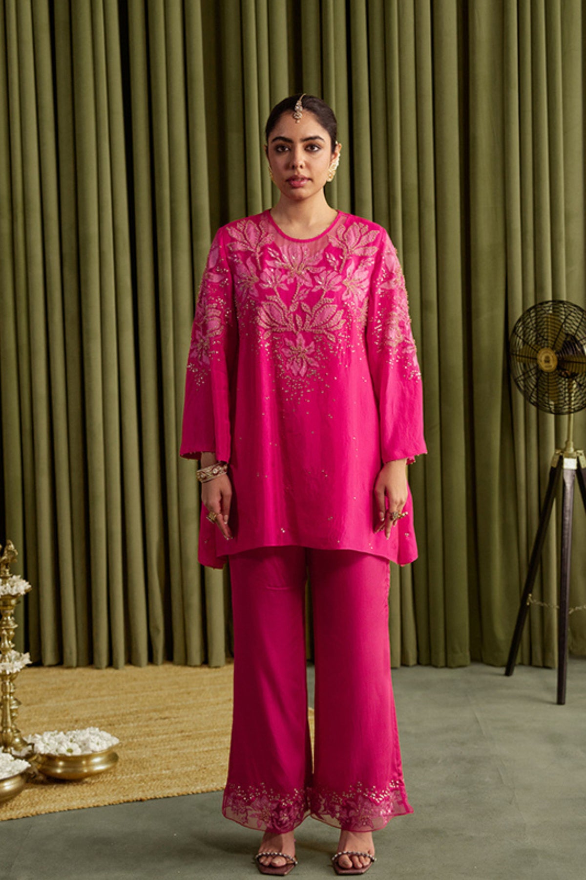 Hot Pink Embroidered Kurta