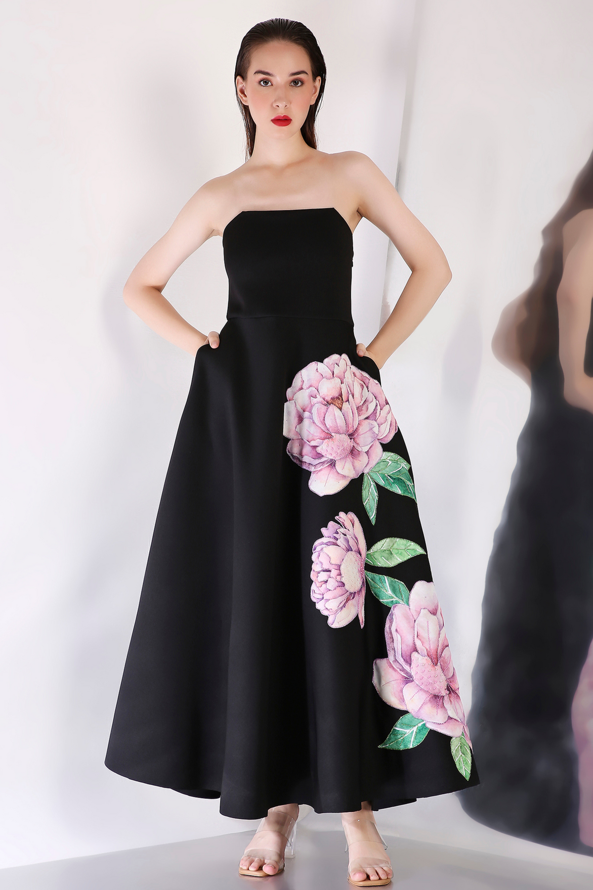 Black Nyra Embroidered Dress