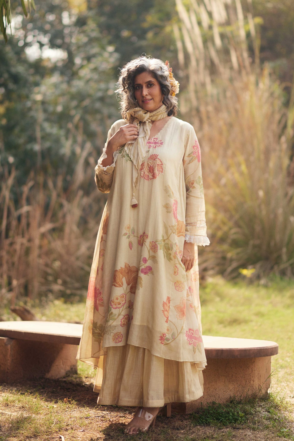 Ivory Embroidered Kurta Set