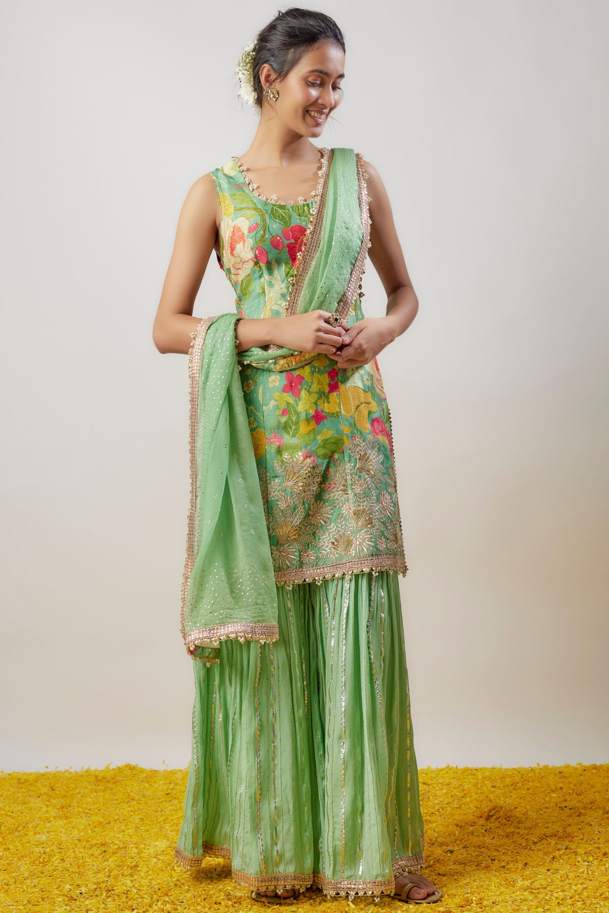 Sofina Mint Green Sharara Set
