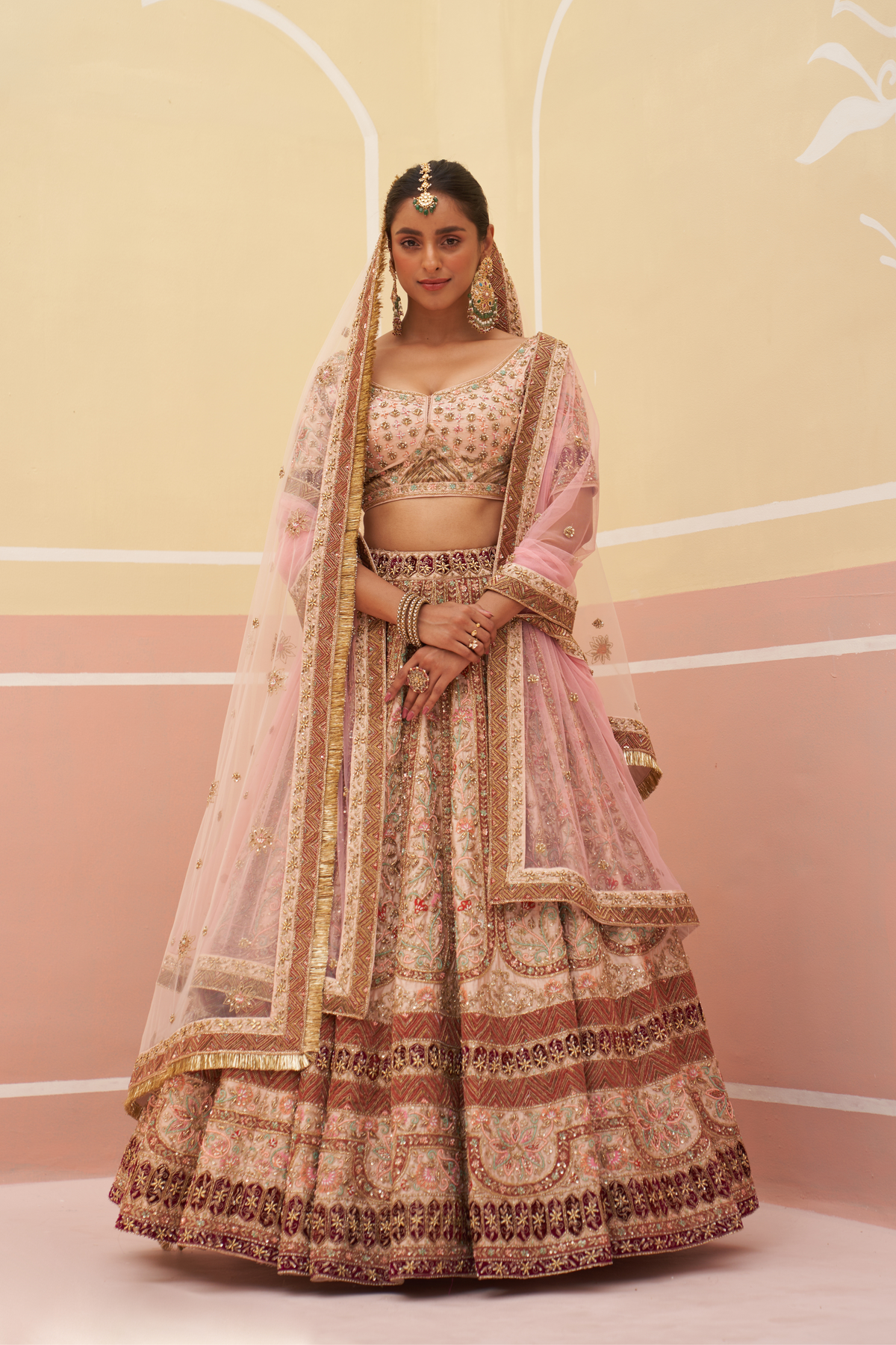 Peach Silk Lehenga Set