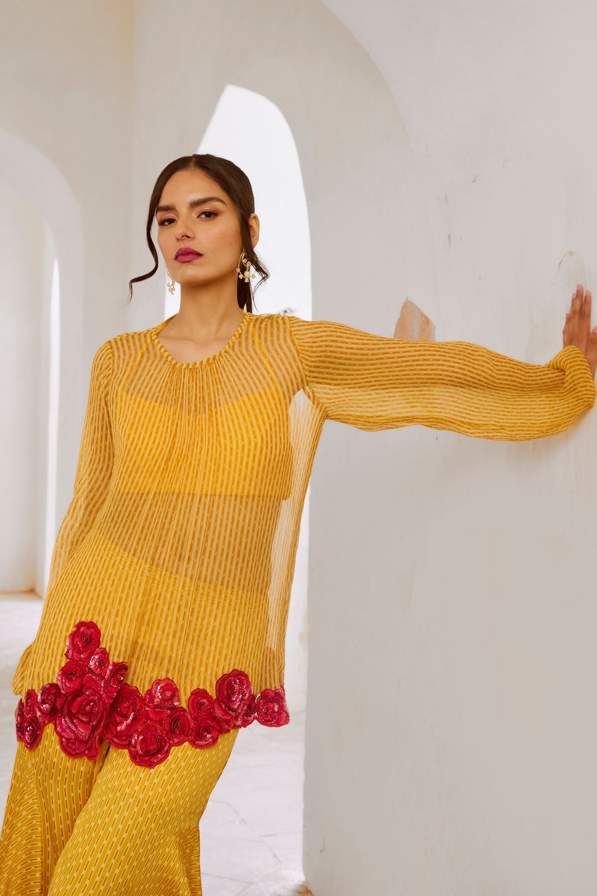 Marigold Yellow Gulaab Tunic Set