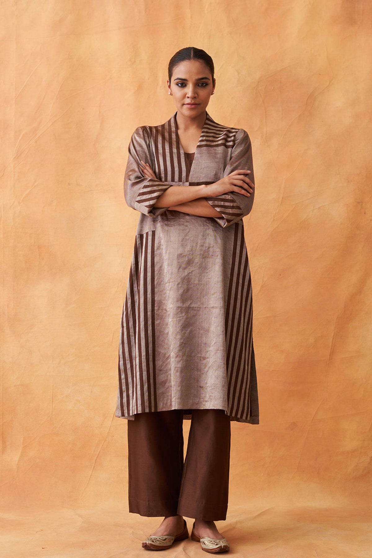 Silver Brown Kurta Set