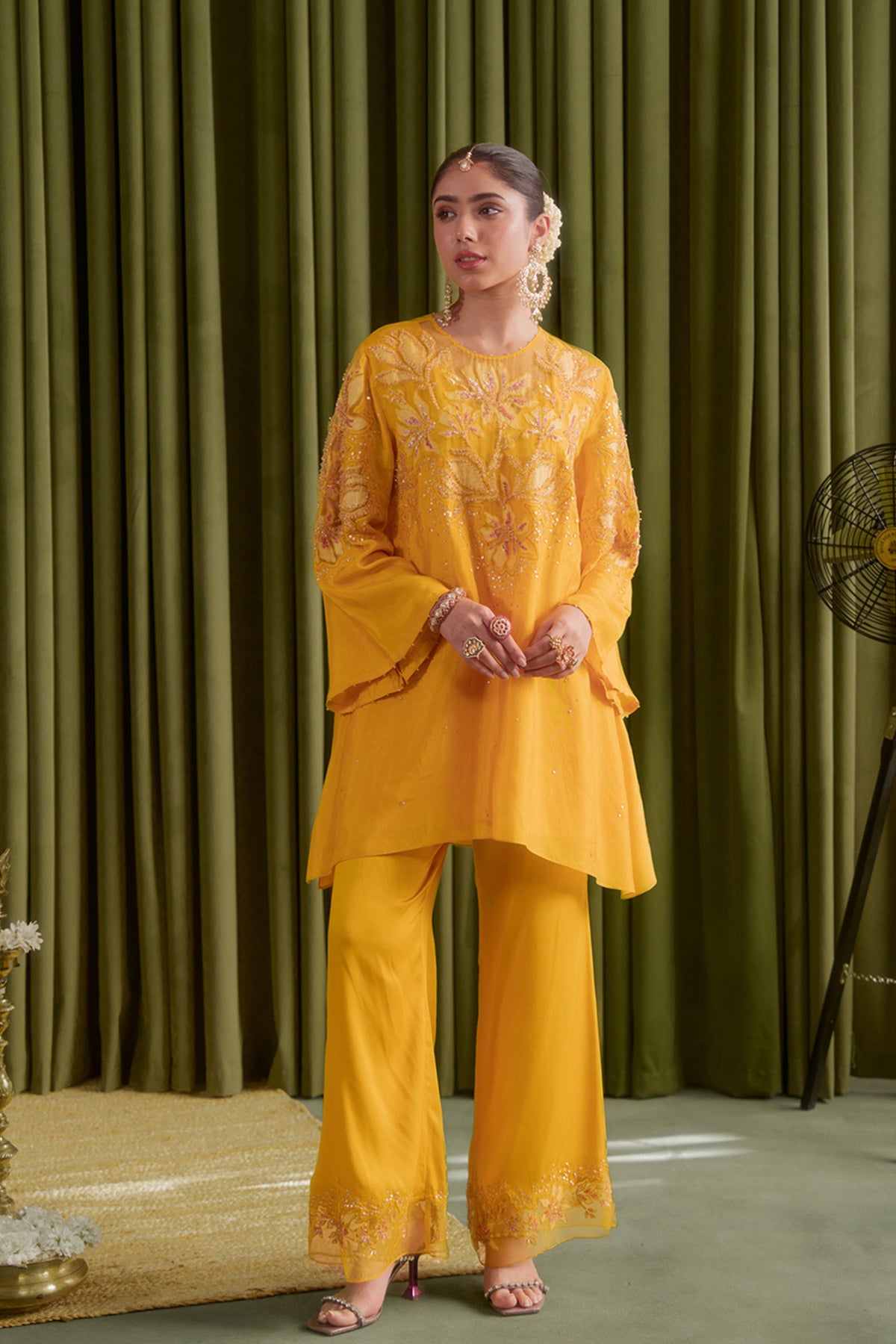 Golden Yellow Embroidered Kurta