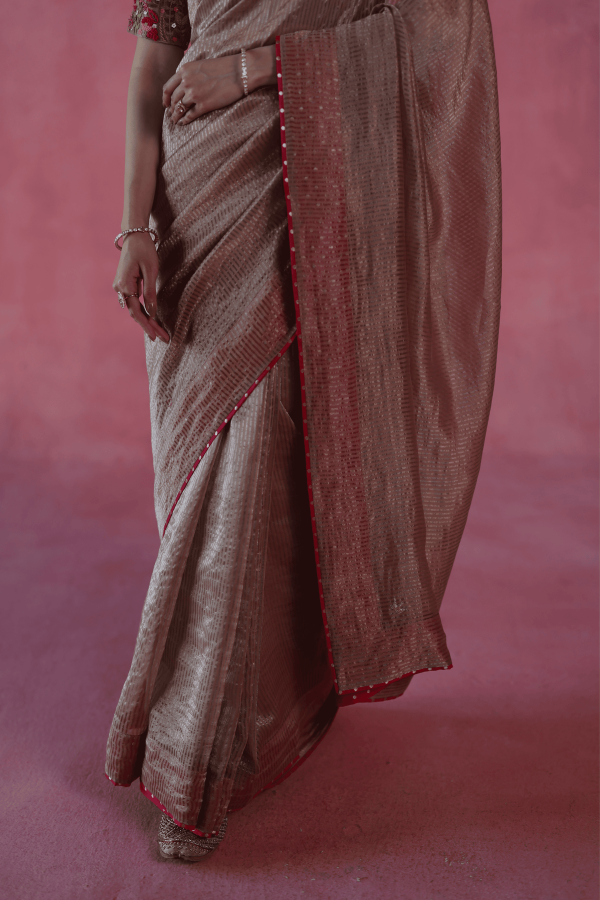 Beige Ghevar Saree