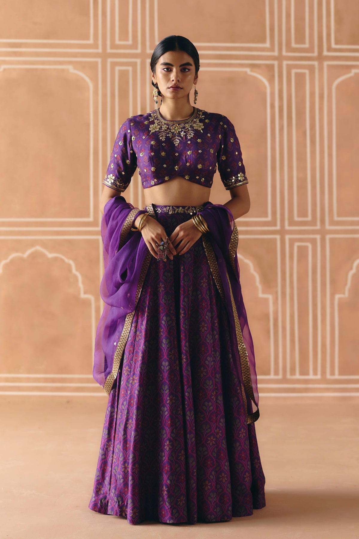 Imperial Violet Panel Lehenga