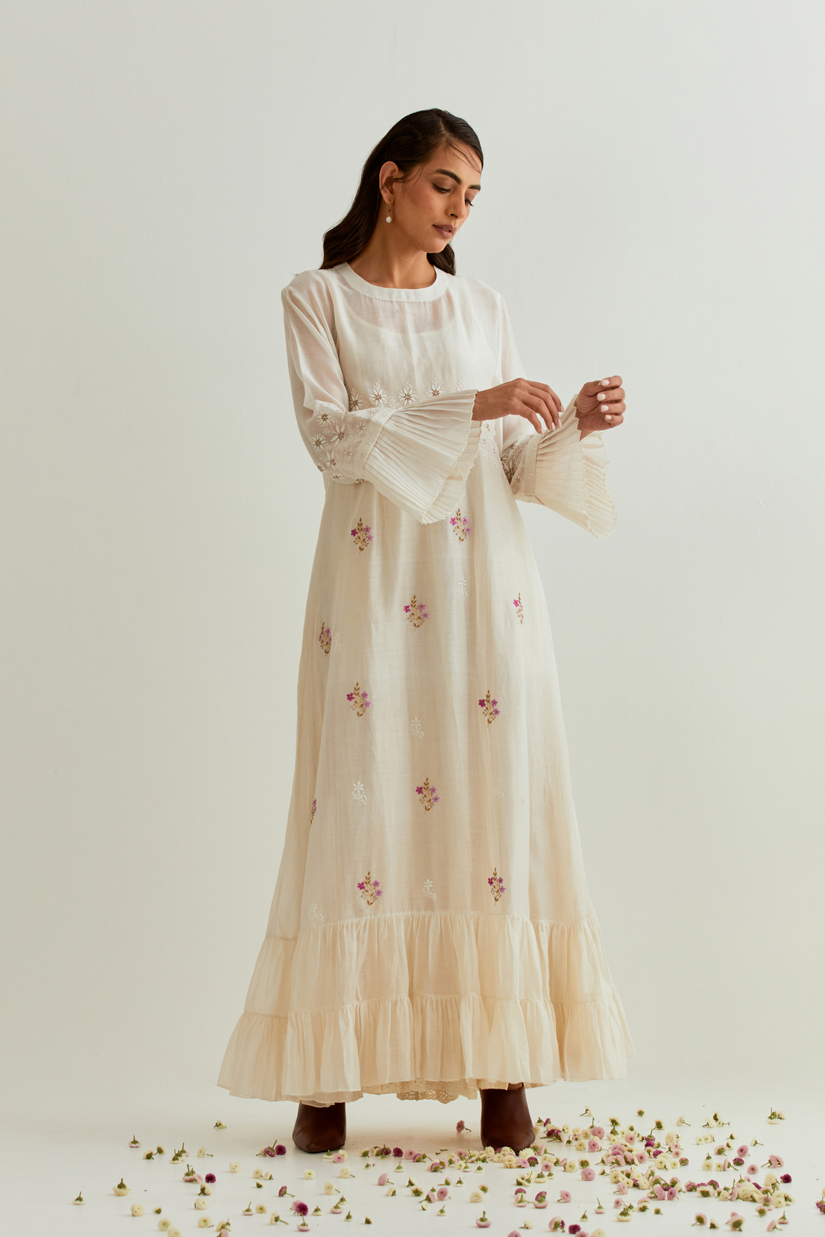 Beige Chanderi Dress