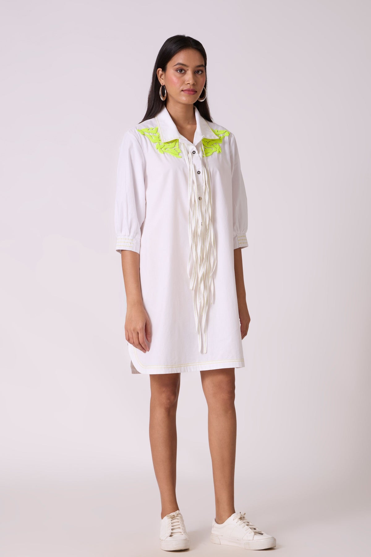 Emory Applique Bright White Dress