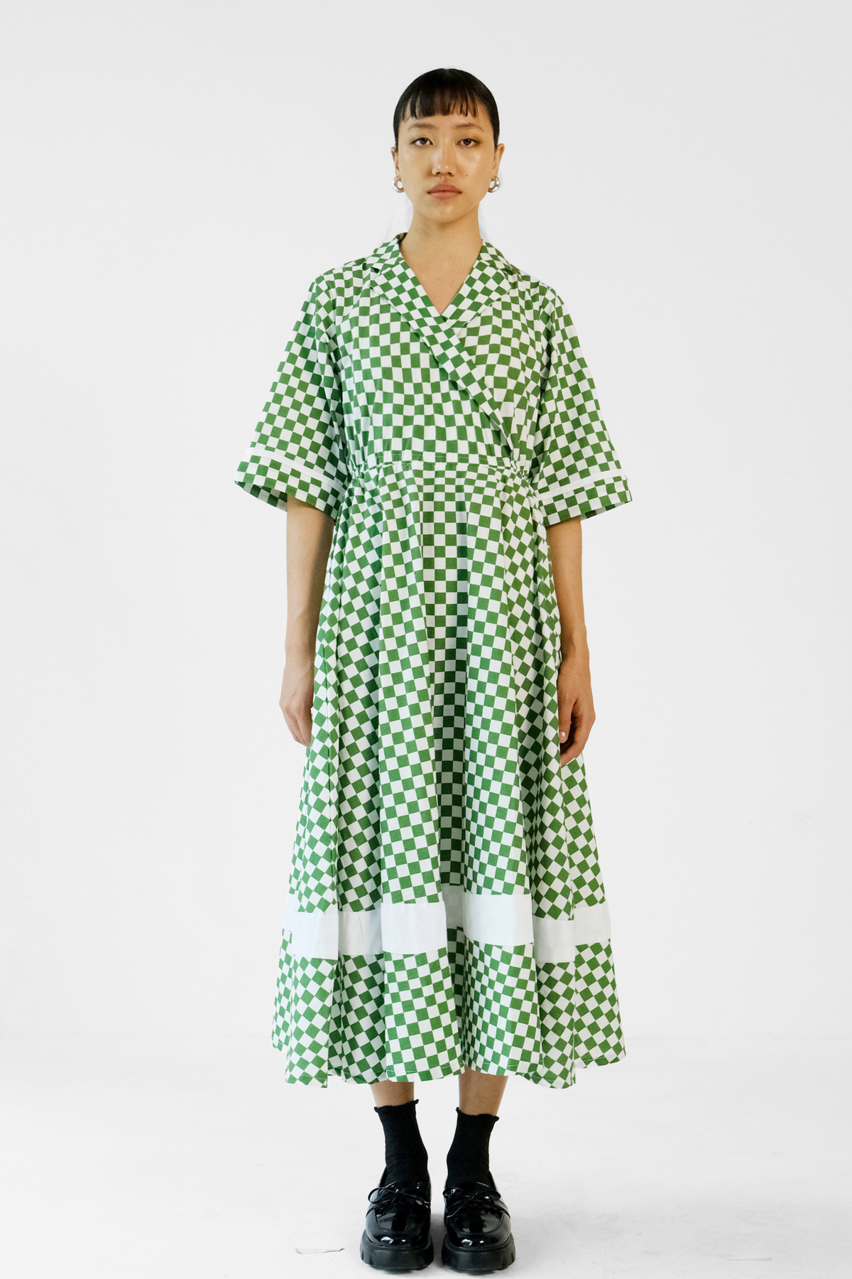 Green Checks Printed Dress