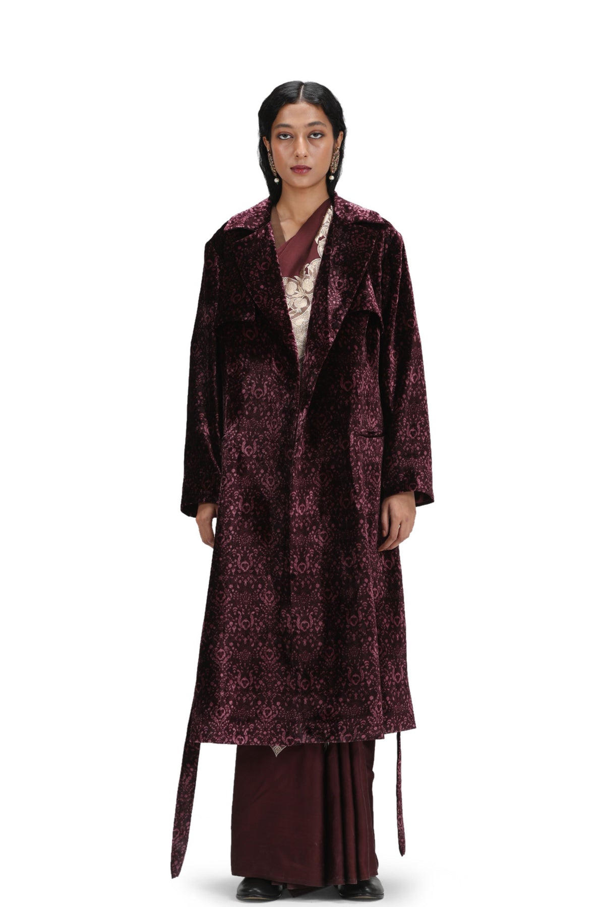 Madhura Burgundy Trench Coat