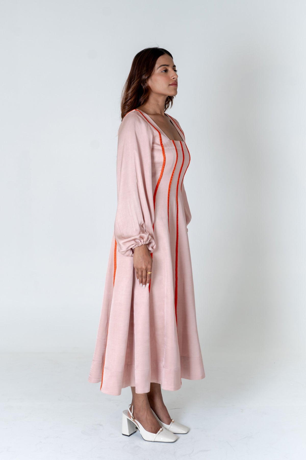 Pink Maxi Dress- Orange Braids