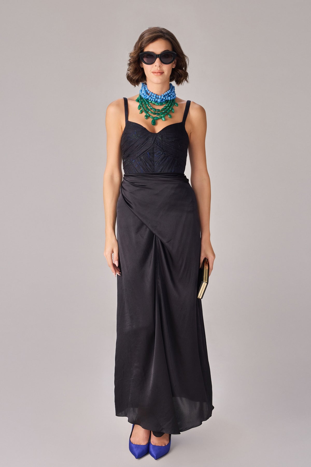 Asymmetric Maxi Wrap Black Skirt