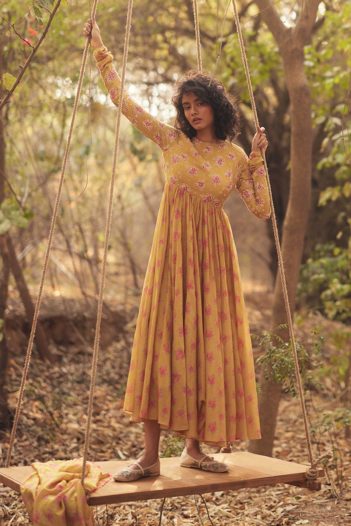 Golden Yellow Anarkali Set
