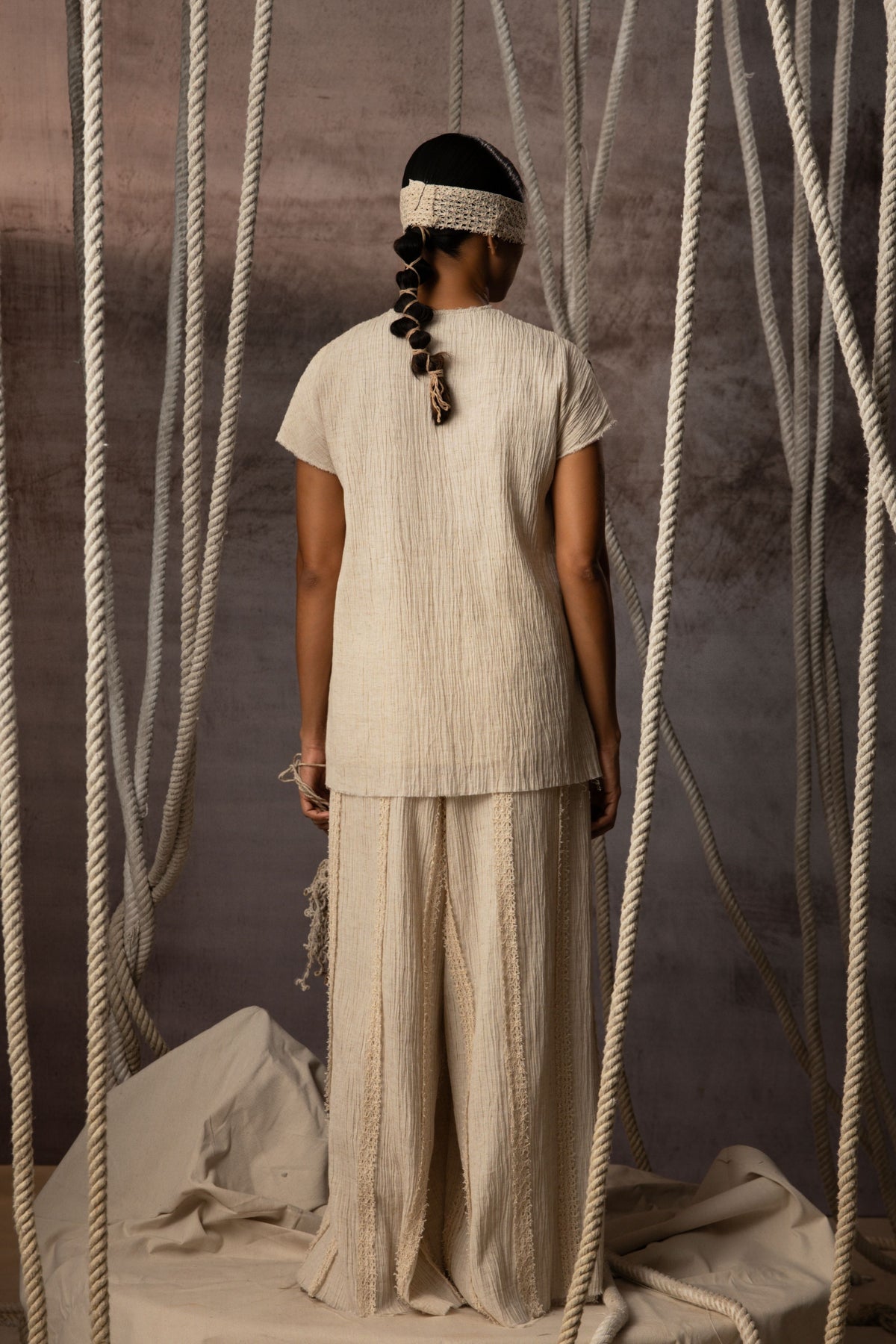 Ivory Crushed Trousers