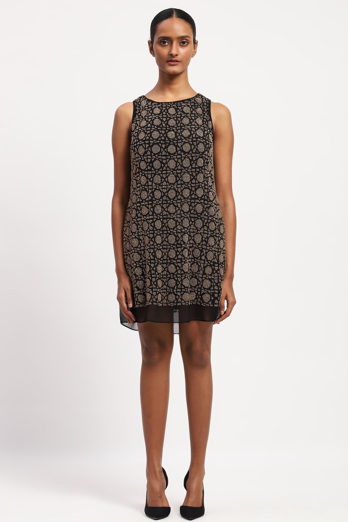 Embellished Wicker Pattern Dress