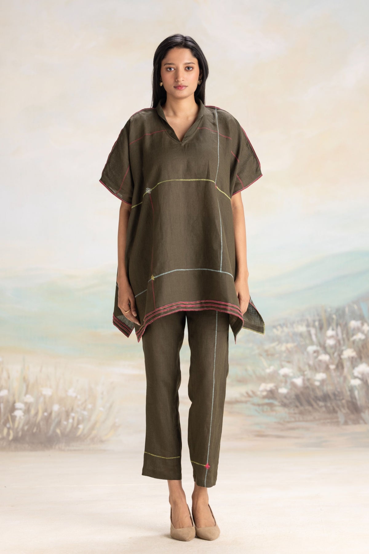 Over Lock Square Avocado Co-ord Set