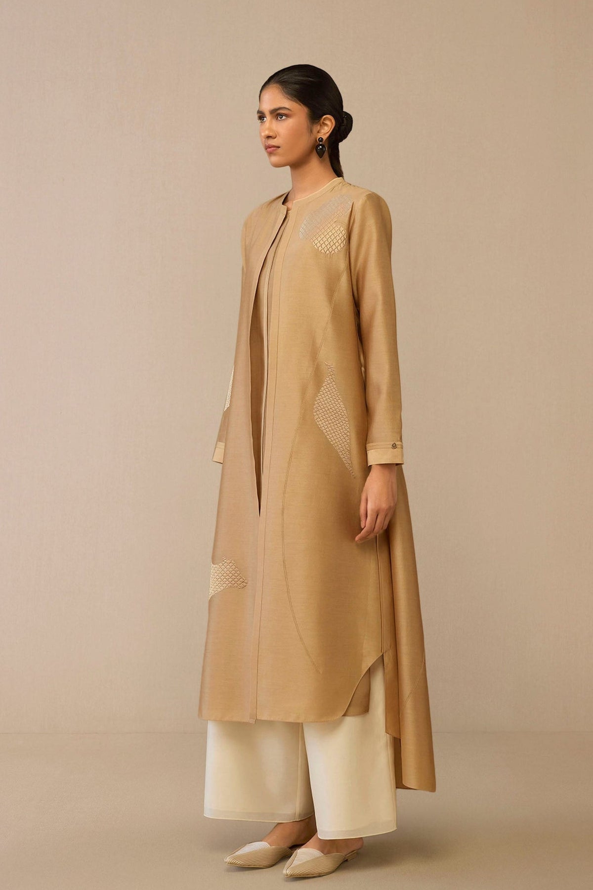 Golden Beige Dilzan Jacket Set