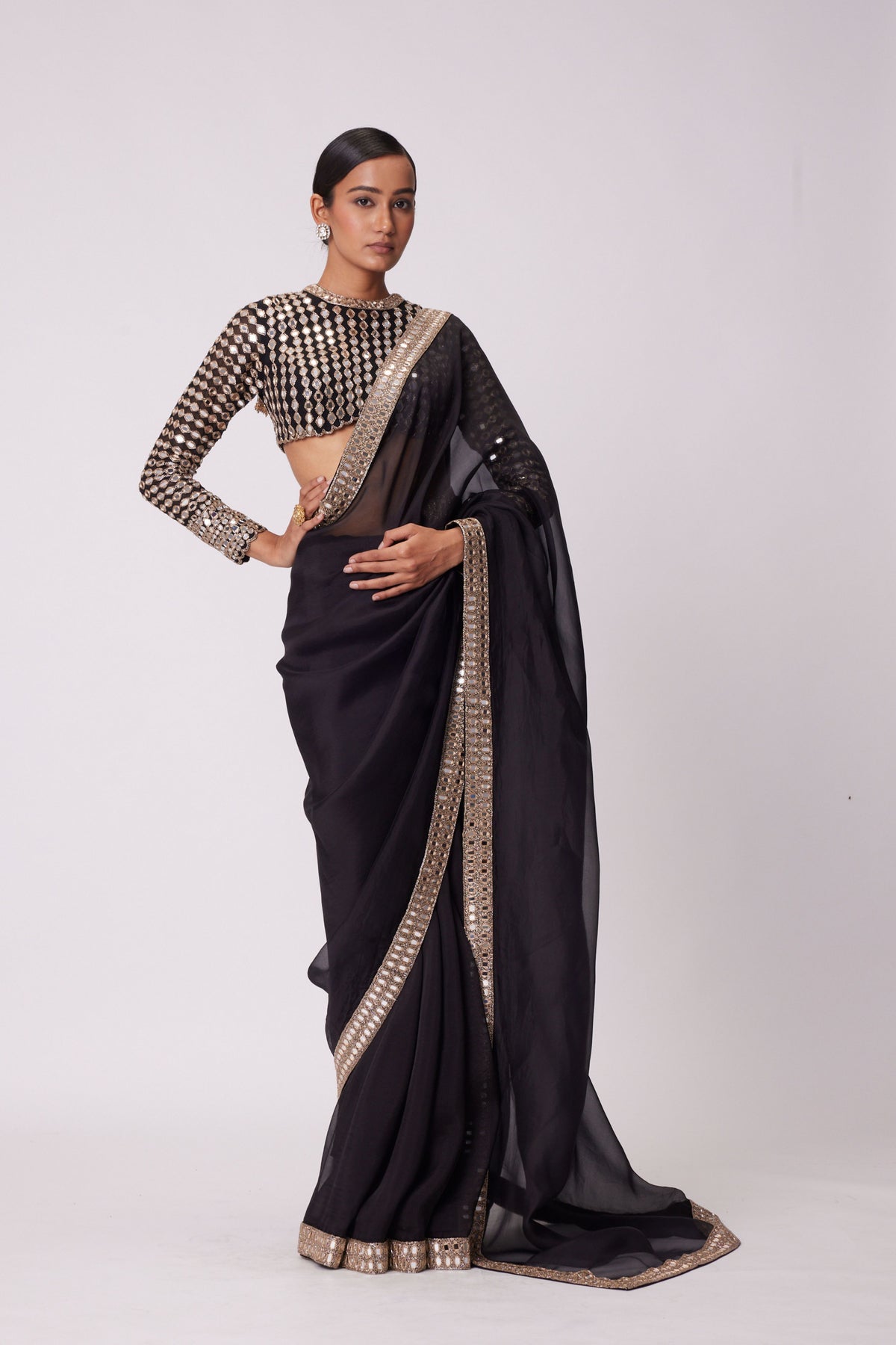 Black Saree Set