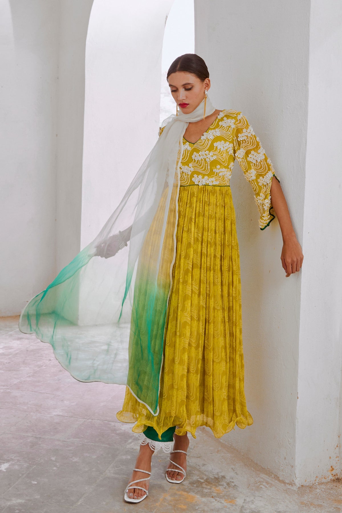 Lemon Green Bahaar Anarkali Set