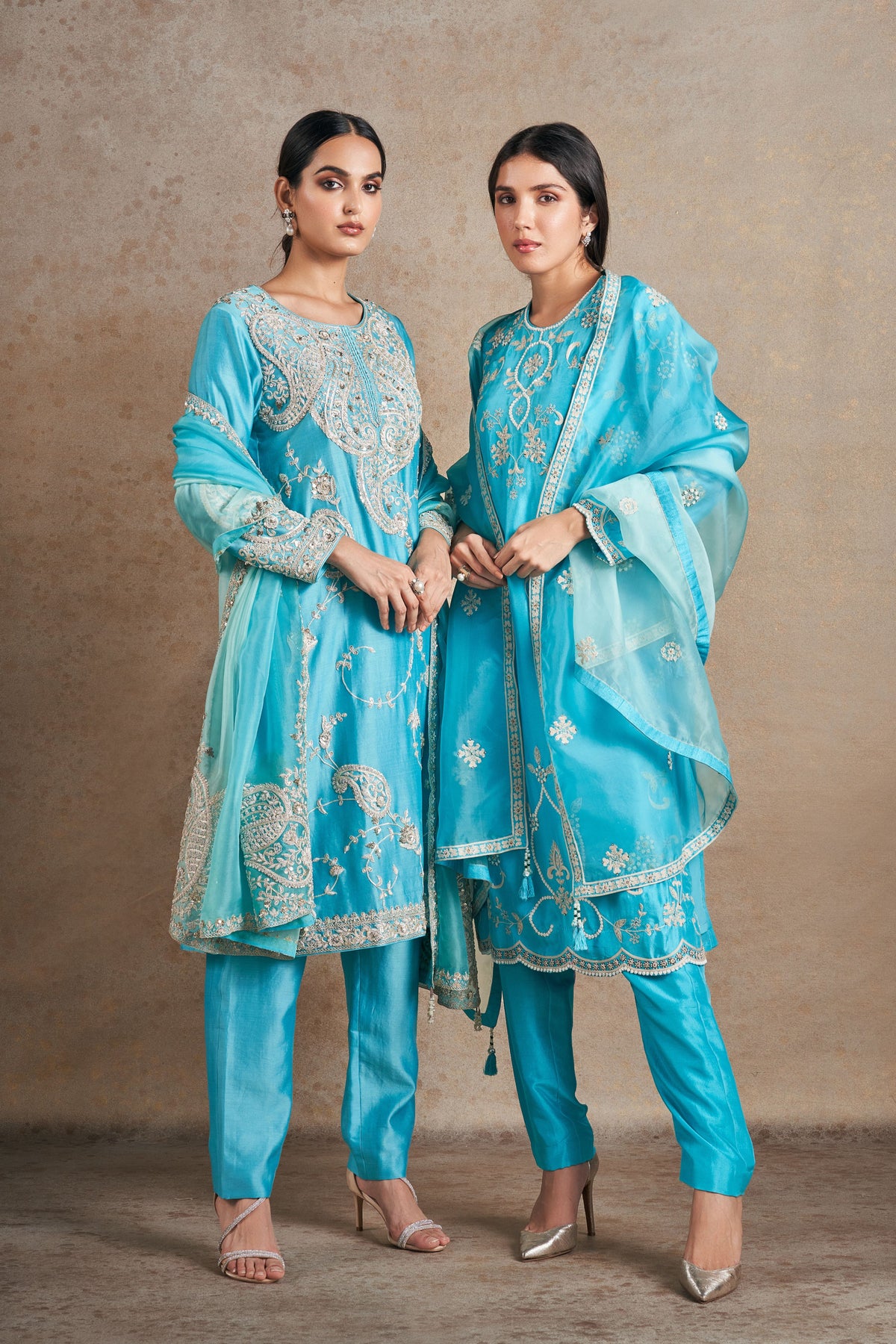 Turquoise Blue Hand Embellished Kurta Set