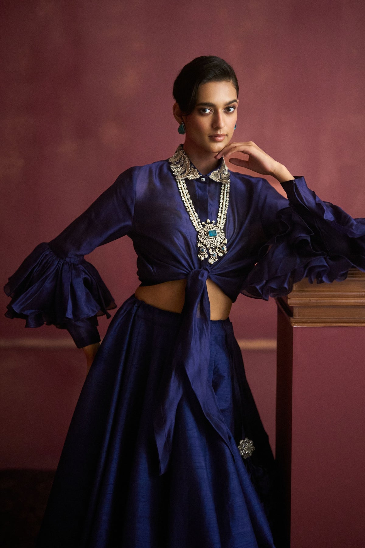 Purple Knot Embroidered Lehenga Set
