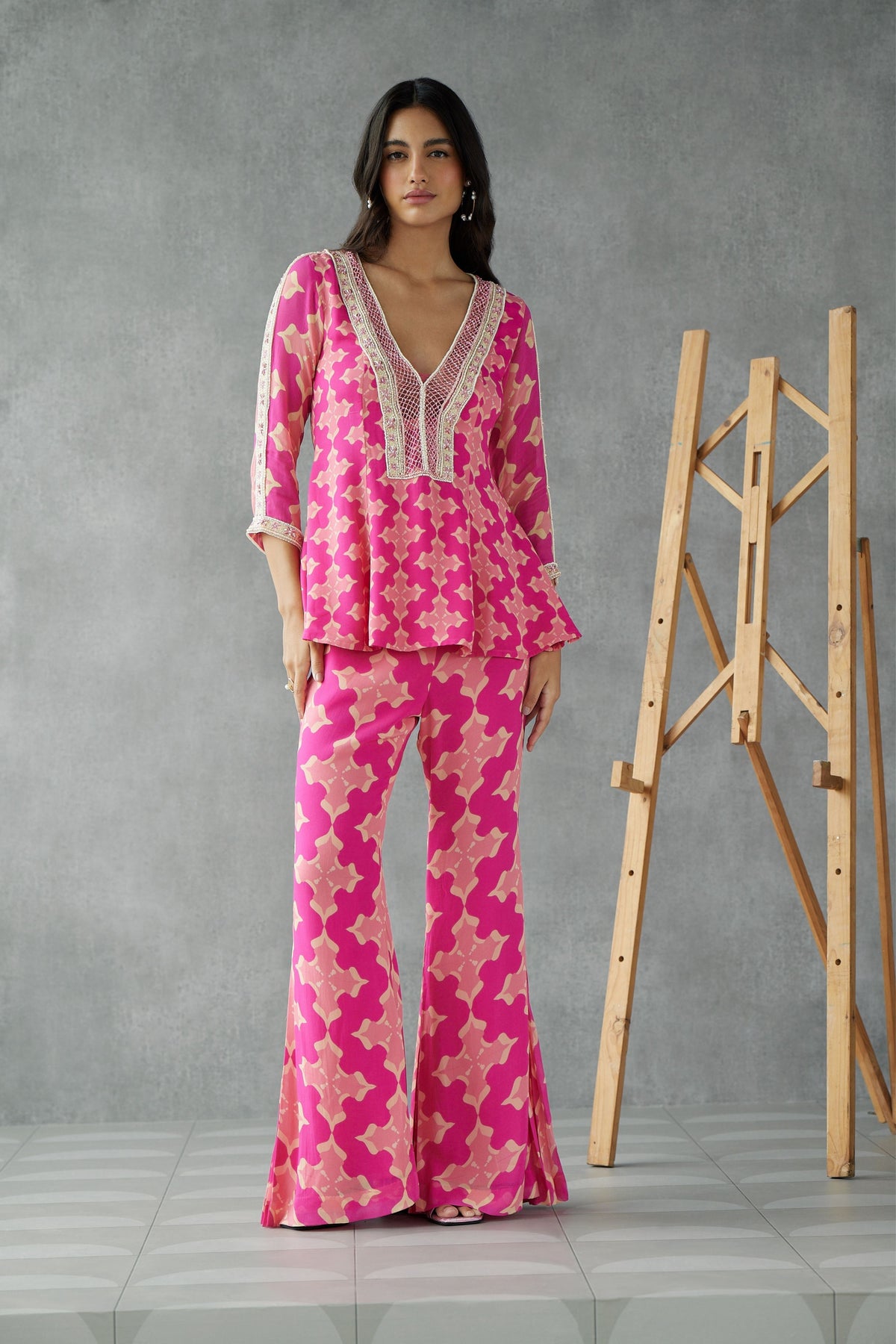 Knockout Pink Printed Kurta Set