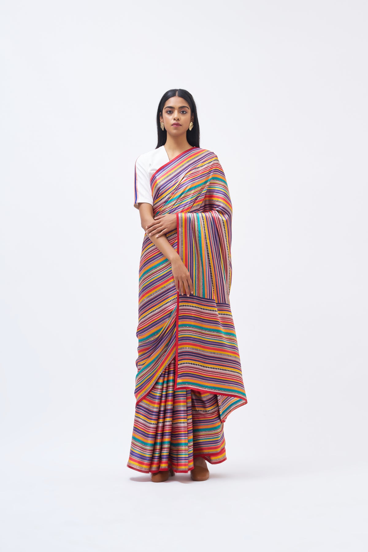 Charley Stripe Technicolour Silk Saree
