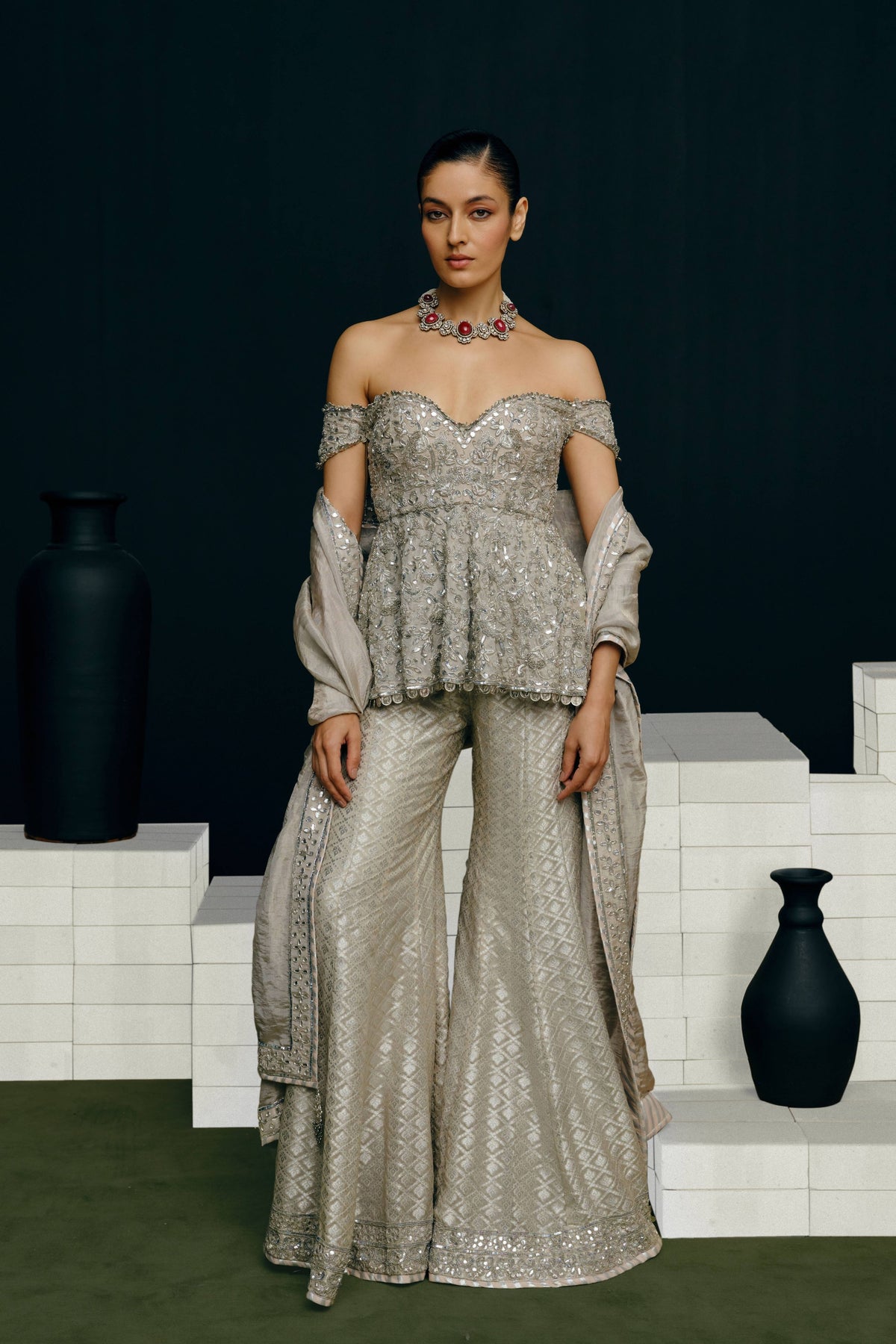 Veera Peplum Flared Pants Set