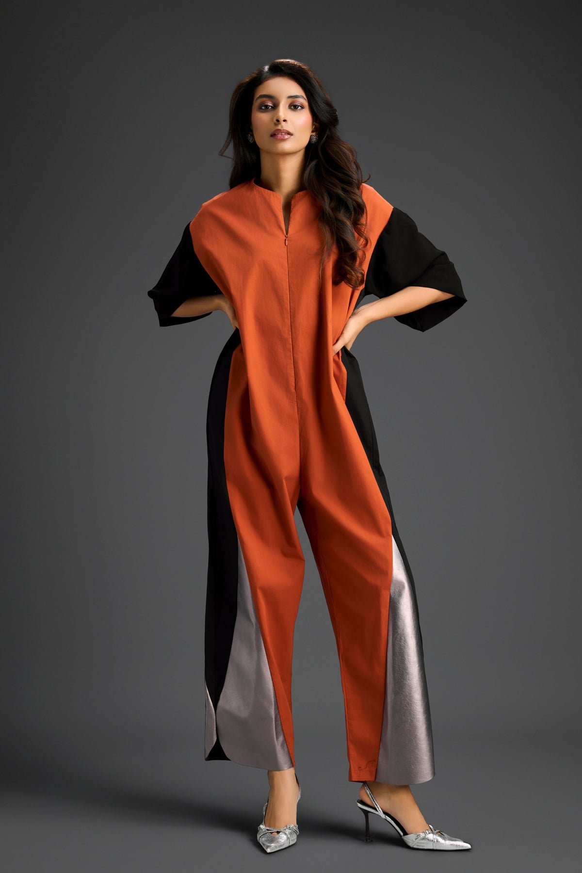 Colorblock Jumpsuit in Rust