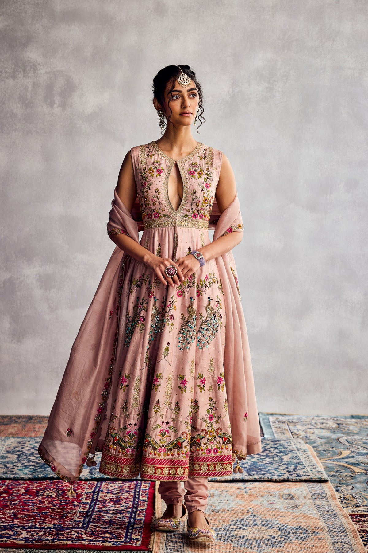 Peach Beige Anarakali Set