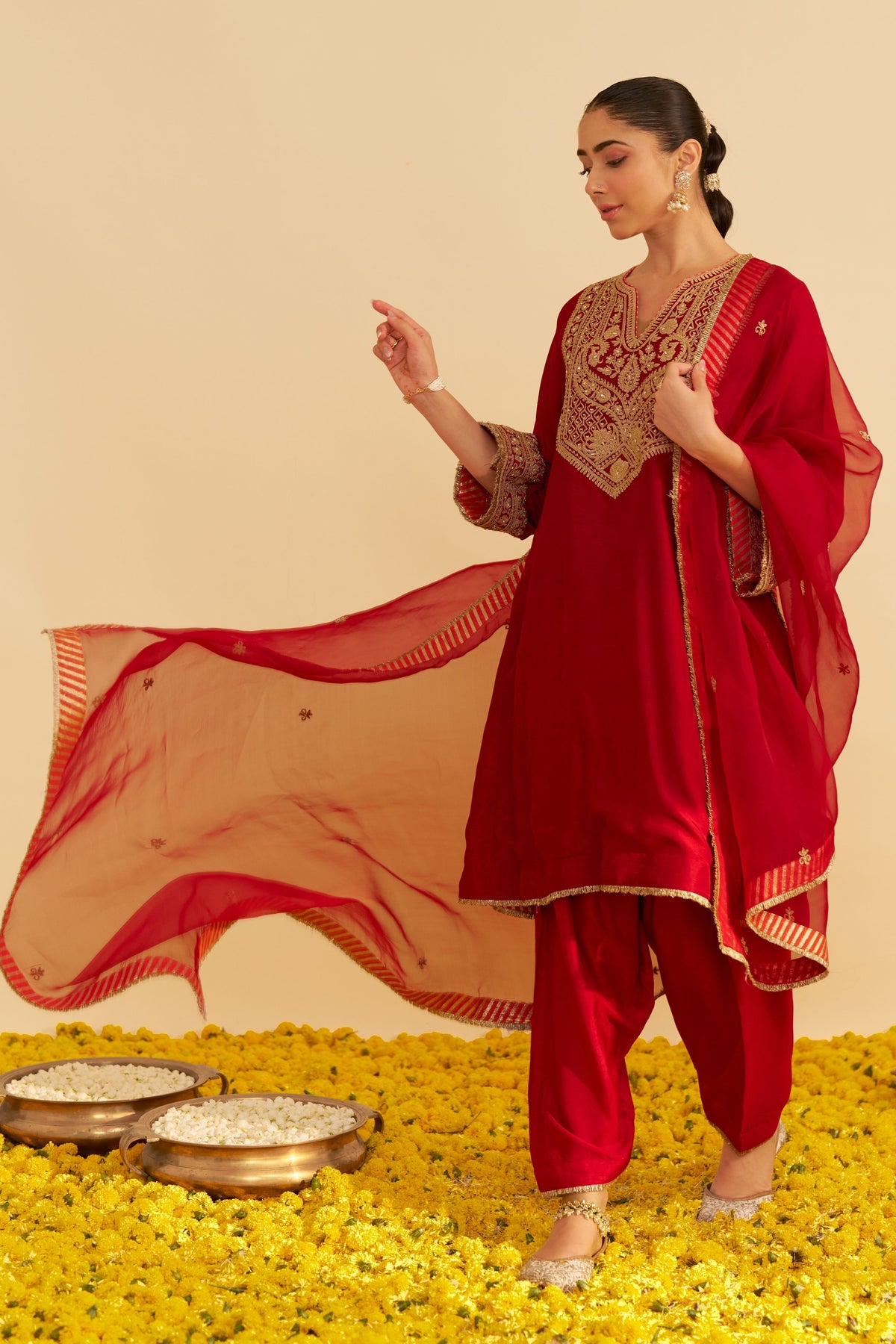 Mehza Red Salwar Set