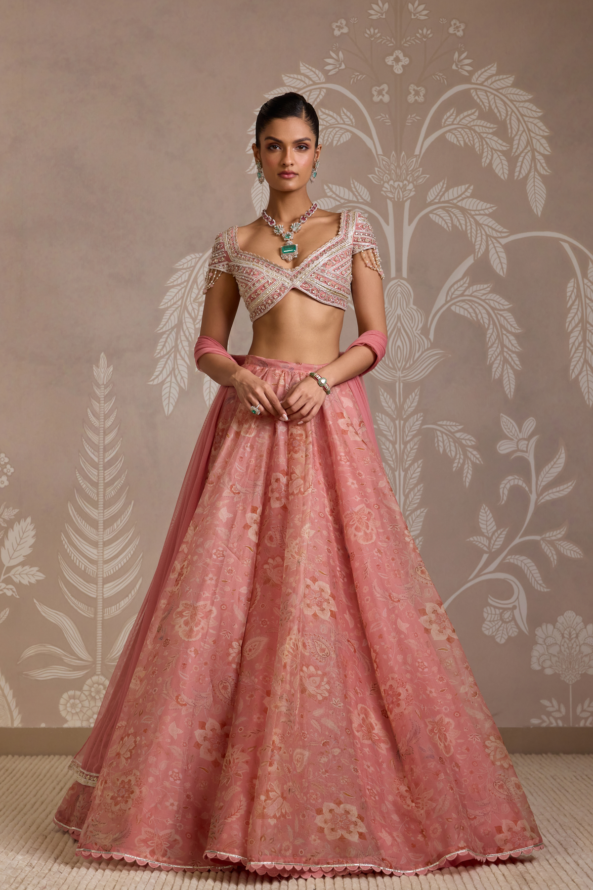 Coral Print Lehenga Set