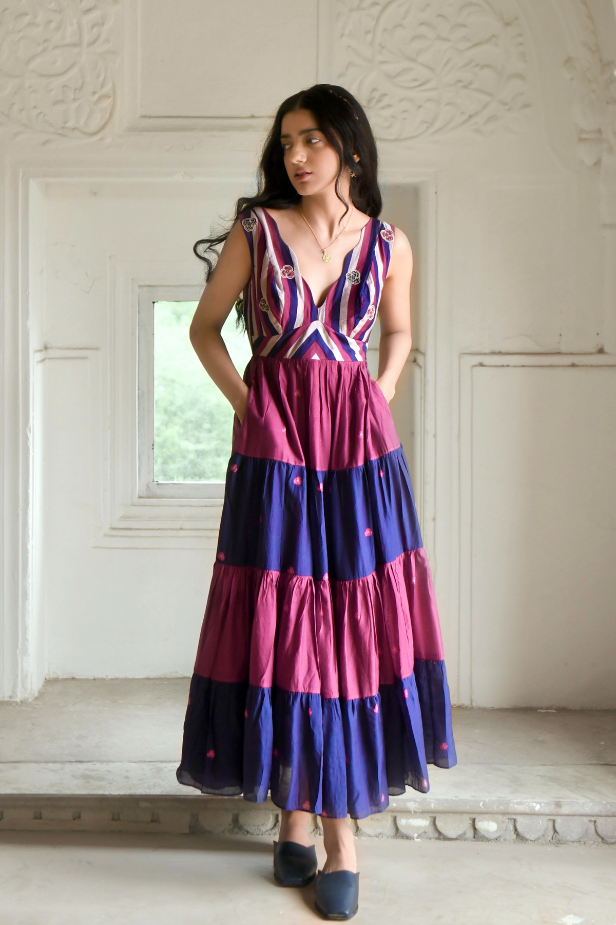 Digital Print Tiered Dress